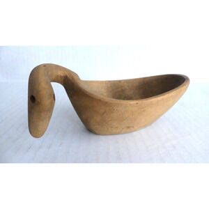 Vintage Tikal Hand Carved Wood Goose Trinket Dish Curved Neck Swan Guatemala